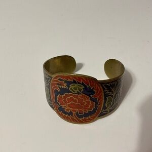 VTG Brass Enamel Cuff Bracelet Made in India